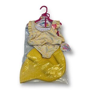 Bmagical by Btween Girls Floral Ruffle Two Piece Bikini With Sunhat Size 5 NWT